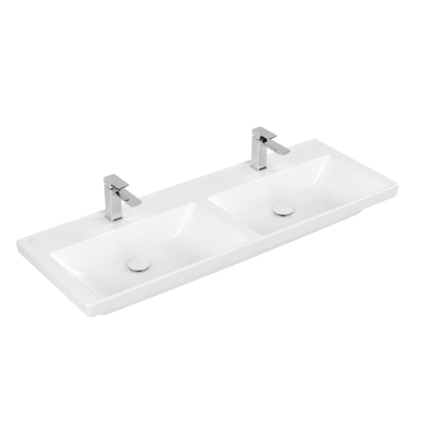 Villeroy & Boch Subway 3.0 Double vasque à poser sur meuble - 1300 x 475 x 165 stone white mat (blanc) CeramicPlus - sans trop-plein