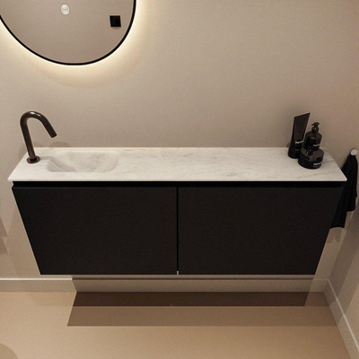 MONDIAZ TURE-DLUX Meuble de toilettes 120 cm Urban. EDEN vasque Opalo position gauche. Avec 1 trou de robinet.