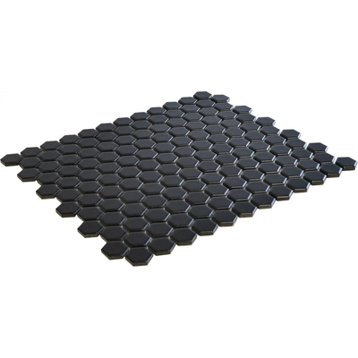The Mosaic Factory Barcelona mozaïektegel - 26x30cm - wand en vloertegel - Zeshoek/Hexagon - Porselein Black Mat