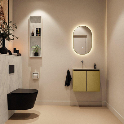 MONDIAZ TURE-DLUX Meuble toilette - 60cm - Oro - EDEN - vasque Opalo - position gauche - sans trou de robinet