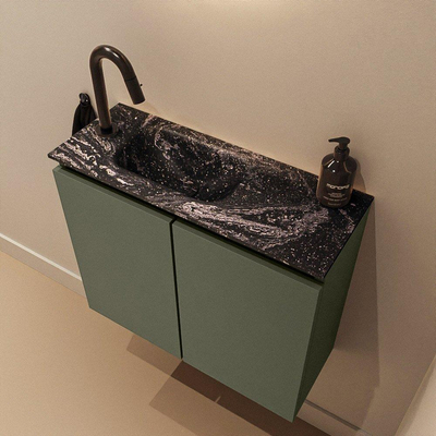 MONDIAZ TURE-DLUX 60cm toiletmeubel Army. EDEN wastafel Lava positie links. Met 1 kraangat.