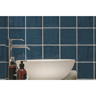 ÉCHANTILLON Terravito Viondo carreau mural - 13x13cm - 10mm - Carré - Bleu marine Brillant