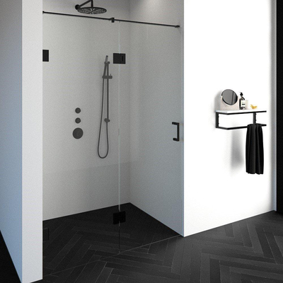 BRAUER Crée porte de douche 140x200cm 2 pièces sans cadre avec anti-calcaire et verre de sécurité 8mm noir mat
