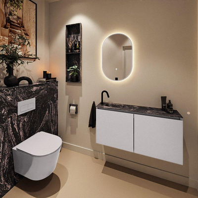 MONDIAZ TURE-DLUX meuble de toilette 100cm Cale. EDEN lavabo Lava position gauche. Avec 1 trou de robinet.