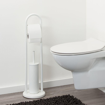 Sealskin Acero Butler de toilette - Porte-rouleau de papier toilette - Brosse de toilette avec support - autoportant Blanc