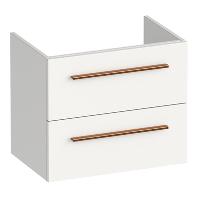 BRAUER Trust meuble sous-lavabo peu profond 60 sans poignées rapportées 2 tiroirs à fermeture douce et 1 découpe pour siphon - blanc mat