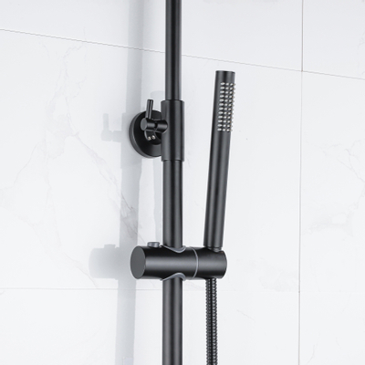 Fortifura Calvi Regendoucheset - thermostatisch - 25cm hoofddouche - metalen slang - staafhanddouche - mat zwart