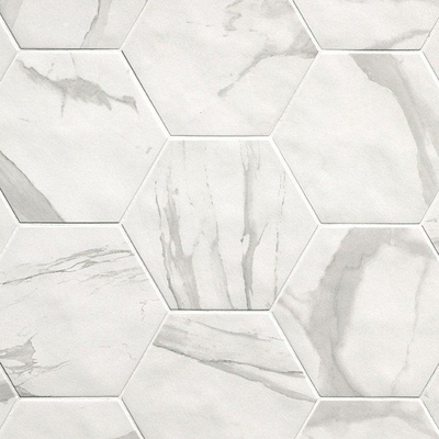 Fap ceramiche carreau de sol et de mur hexagone roma statuario matt 21.6x25cm aspect marbre blanc matt