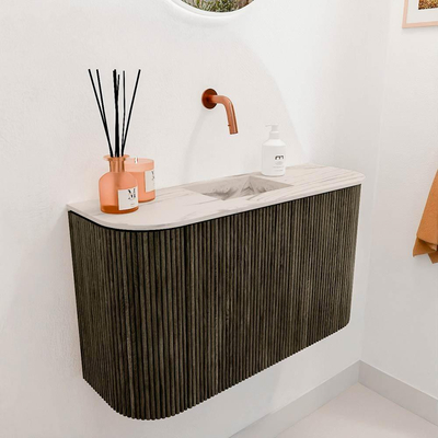 Mondiaz JOYA-DLUX 73.2cm toiletmeubel - ronding links en rechts kleur Shadow - Wastafel FAYE positie Midden Zonder kraangat kleur Nata.