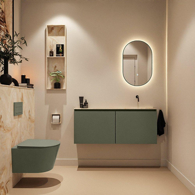 MONDIAZ TURE-DLUX Meuble toilette - 120cm - Army - EDEN - vasque Frappe - position droite - sans trou de robinet