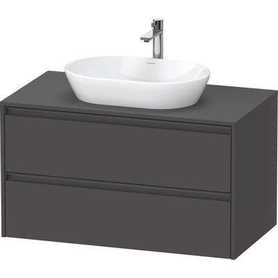 Duravit ketho 2 meuble sous lavabo avec plaque de console et 2 tiroirs 100x55x56.8cm avec poignées anthracite graphite mat