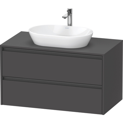 Duravit Ketho.2 Wastafelonderbouwkast - inclusief consoleplaat - met 2 laden - 100x55x56.8cm - met handgrepen antraciet - grafiet mat