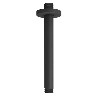 Fortifura Calvi Ensemble de douche à encastrer - rond - thermostatique - bras plafond - douche principale de 25 cm - douchette à main - flexible de douche en métal - noir mat
