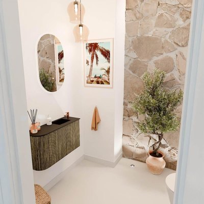 Mondiaz JOYA 71.6cm toiletmeubel - ronding links kleur Dusk - Wastafel FAYE positie Rechts 1 kraangat kleur Urban.