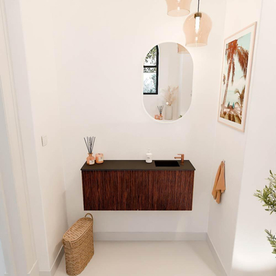 Mondiaz JOYA 100cm toiletmeubel - kleur Ruby - Wastafel FAYE positie Rechts 1 kraangat kleur Urban.