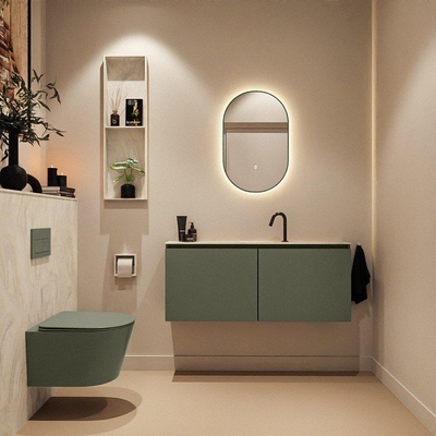 MONDIAZ TURE-DLUX Meuble toilette - 120cm - Army - EDEN - vasque Ostra - position centrale - 1 trou de robinet