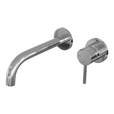 Brauer Stripe wastafelkraan - model A1 - inbouw - laag - gebogen uitloop - chroom