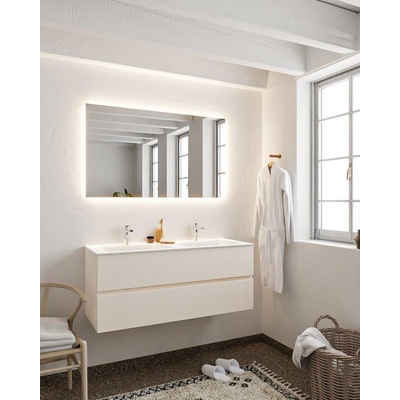 MONDIAZ VICA Ensemble de meuble salle de bain - 120cm - 2 tiroirs - lavabo Cloud double - 2 trous de robinet - solid surface lin