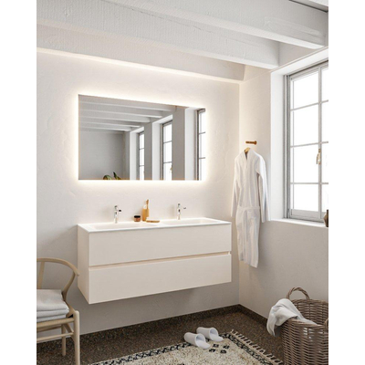 Mondiaz VICA Meuble Linen avec 2 tiroirs 120x50x45cm vasque lavabo Cloud double 2 trous de robinet