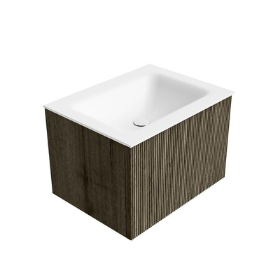 Ensemble de meuble de salle de bain Mondiaz KURVE - 60x46x40cm - 1 tiroir - lavabo en solid surface - milieu - sans trou de robinet - Shadow