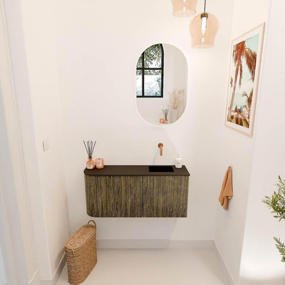 Mondiaz JOYA 91.6cm toiletmeubel - ronding links kleur Dusk - Wastafel FAYE positie Rechts Zonder kraangat kleur Urban.