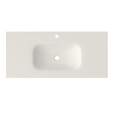 Saniclass Flow Meuble lavabo - 101x46x1.2cm - trop-plein - 1 vasque centrale - 1 trou de robinet - solid surface blanc mat