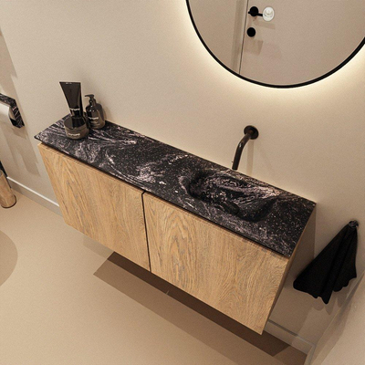 MONDIAZ TURE-DLUX 100cm toiletmeubel Washed Oak. EDEN wastafel Lava positie rechts. Zonder kraangat.