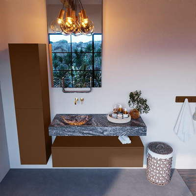 MONDIAZ ALAN - DLUX Ensemble de meubles de salle de bains - 120cm - meuble bas - Rust - 1 tiroir - lavabo suspendu - vasque à gauche - 0 trous de robinetterie - Lava