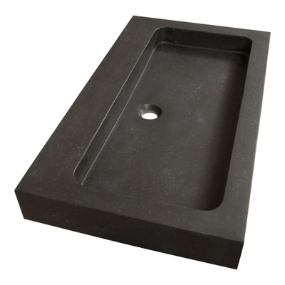 BRAUER Lava wastafel - 80x46x10cm - 1 wasbak - 0 kraangaten - natuursteen - basalt antraciet
