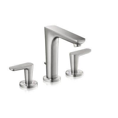 AXOR Citterio C wastafelkraan - cubic cut - 3-gats - met trekwaste - brushed nickel (rvs)