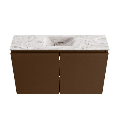 MONDIAZ TURE-DLUX 80cm toiletmeubel Rust. EDEN wastafel Glace positie midden. Met 1 kraangat.