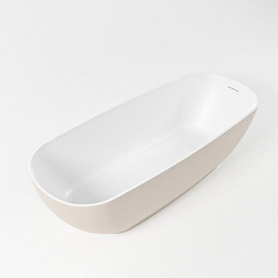 BAIGNOIRE MONDIAZ ROCK îlot 170x70cm couleur lin baignoire intérieure talc