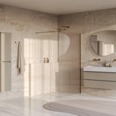 BRAUER Oblivion Inloopdouche - 120x200cm - helder ribbel glas - glascoating - PVD - Geborsteld Goud