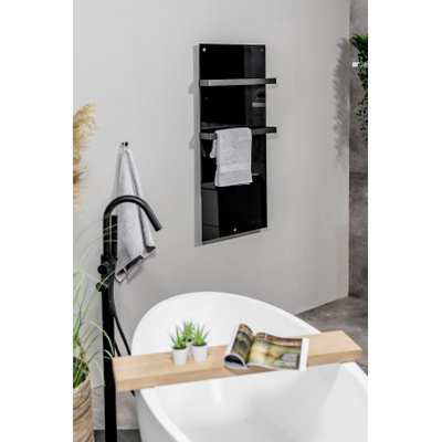 Eurom sani 600 comfort chauffage salle de bain 115x46.5cm wifi 600watt verre noir