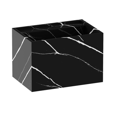 BRAUER Nova wastafel - 60x46x40cm - incl. verborgen ophangbeugels - 1 wasbak - 0 kraangaten - composiet - marmerlook - Nero Marquina