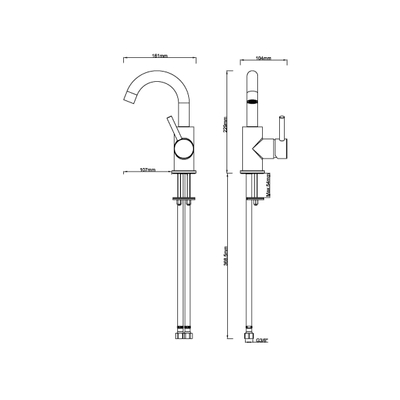 Wiesbaden Caral Mitigeur lavabo avec bec pivotant gunmetal PVD