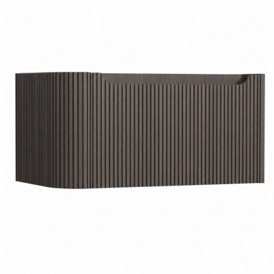 H&R Badmeubelen Juice Wastafelonderkast - 80x45x40cm - linkerhoek afgerond - 3D-front - 1 lade - geïntegreerde greep - wenge