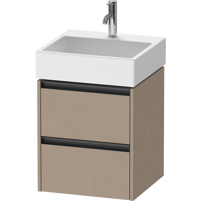 Duravit Ketho.2 Wastafelonderbouwkast - met 2 laden - 48.4x46x54.9cm - met grepen antraciet - linnen mat