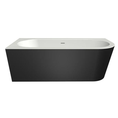 Xenz charley xs baignoire d'angle, gauche 165x75 bicolor chêne noble/ébène incl. 7006 remplissage de bain combi vieux cuivre