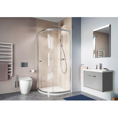 Crosswater Clear 6 cabine de douche quart de cercle avec 1 porte coulissante 100x80x195cm verre de sécurité clair 6mm argent