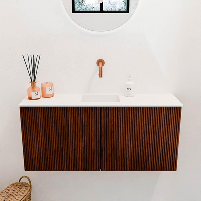 Mondiaz JOYA 90cm toiletmeubel - kleur Ruby - Wastafel FAYE positie Midden Zonder kraangat kleur Talc.