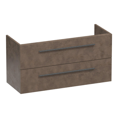 BRAUER Trust meuble sous-lavabo peu profond 100 sans poignées rapportées 2 tiroirs softclose et 1 découpe pour siphon - Erosion