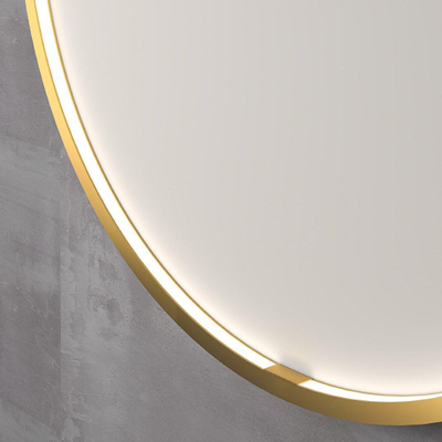 INK SP24 Spiegel - 100x4x100cm - LED onder en boven colour changing - dimbaar - Spiegelverwarming - rond - in stalen kader - aluminium Mat goud