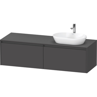 Duravit Ketho 2 meuble bas pour lavabo avec plan console avec 2 tiroirs pour vasque à droite 160x55x45.9cm avec poignées graphite anthracite mat