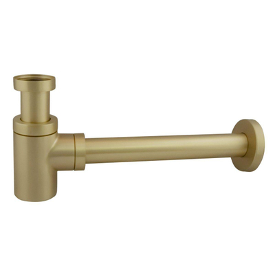 Fortifura Calvi Fonteinkraanset - staande fonteinkraan - laag - always open plug - design - sifon - PVD - geborsteld messing (goud)