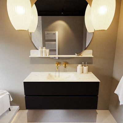 Mondiaz VICA-DLUX ensemble de meuble de salle de bain - 120cm - meuble sous-vasque urban - 2 tiroirs - lavabo encastré cloud milieu - sans trous de robinet - version haute de 60cm - opalo