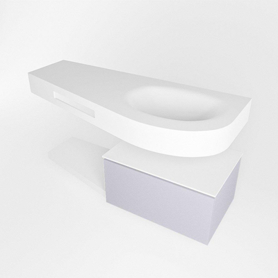 MONDIAZ RIVA Badkamermeubelset - 120x50x30cm - 1 lade - MDF Cale mat - push to open - 0 kraangaten - wasbak rechts - solid surface talc