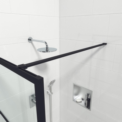 Saniclass Bellini Inloopdouche - 90x200cm - lines frame buitenzijde - antikalk - mat zwart SHOWROOMMODEL