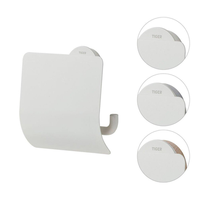 Tiger Urban Ensemble d'accessoires de toilette - Brosse de toilette avec support - Porte-rouleau de papier toilette avec couvercle - Crochet pour serviette - Blanc
