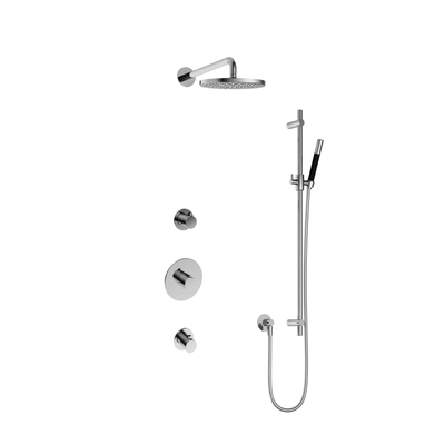 Hotbath Cobber IBS20 Ensemble de douche de tête encastré - bras mural 35 cm - douche de tête ronde 20 cm - douchette barre - barre de douche - chrome